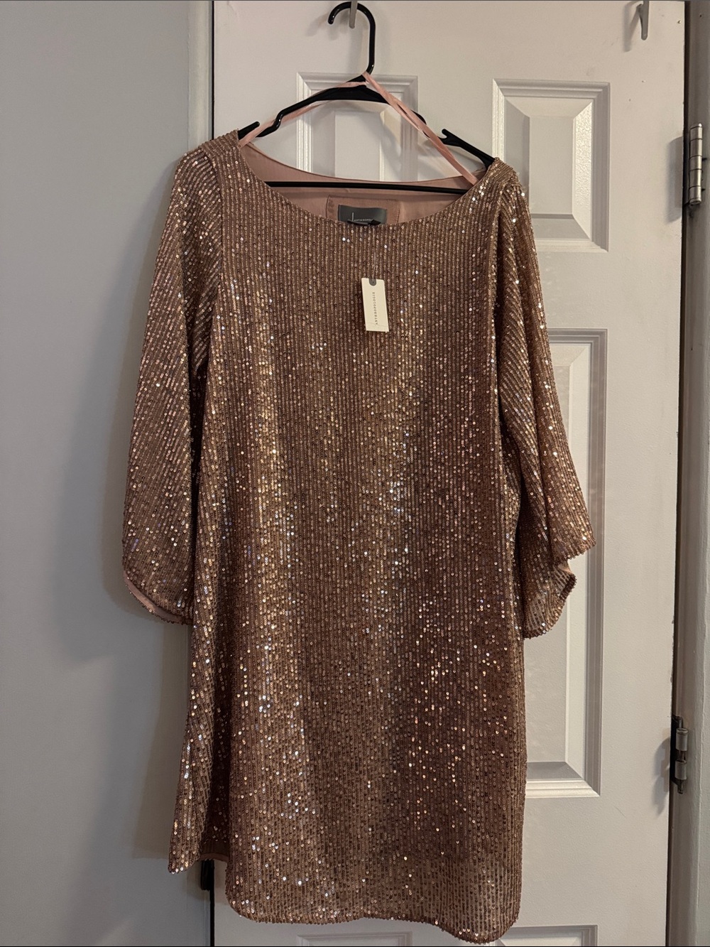 Sparkling Rose Gold Sequin Shift Dress